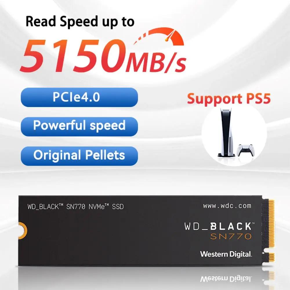    ָ Ʈ ũ, WD SN770, 500GB 1TB 2TB SSD, NVMe Gen4 PCIe 4.0 M.2 2280, PS5 Ʈ ũž ̴ PC